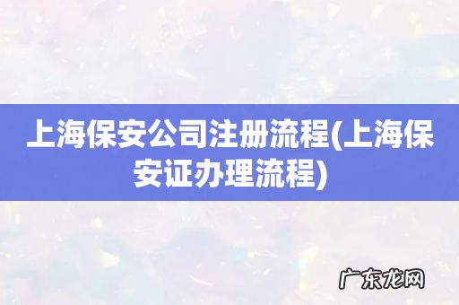 上海保安证办理流程 上海保安公司注册流程