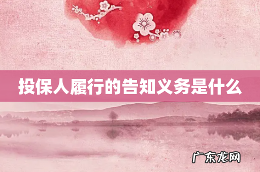 投保人履行的告知义务是什么