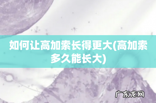 高加索多久能长大 如何让高加索长得更大