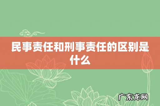 民事责任和刑事责任的区别是什么