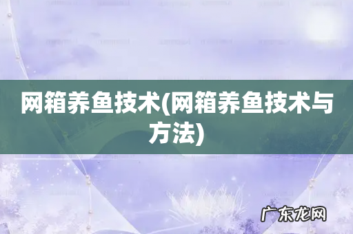 网箱养鱼技术与方法 网箱养鱼技术