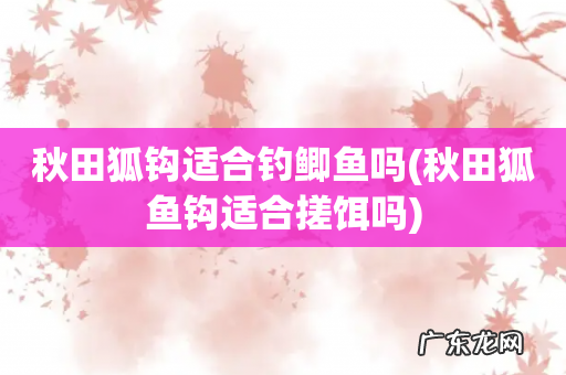 秋田狐鱼钩适合搓饵吗 秋田狐钩适合钓鲫鱼吗