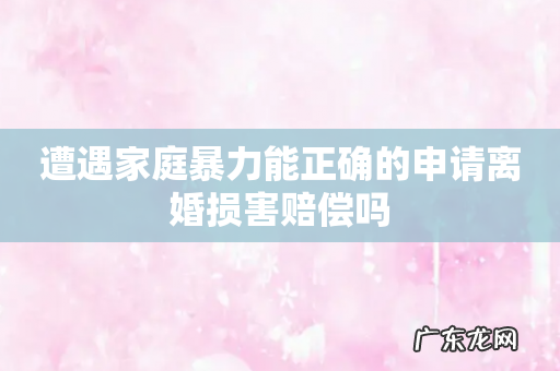 遭遇家庭暴力能正确的申请离婚损害赔偿吗