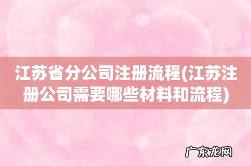 江苏注册公司需要哪些材料和流程 江苏省分公司注册流程