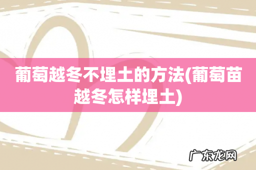 葡萄苗越冬怎样埋土 葡萄越冬不埋土的方法