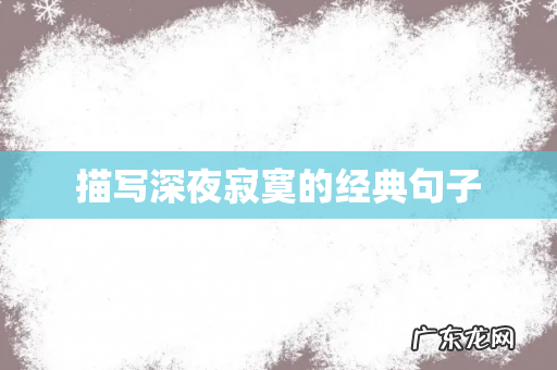 描写深夜寂寞的经典句子