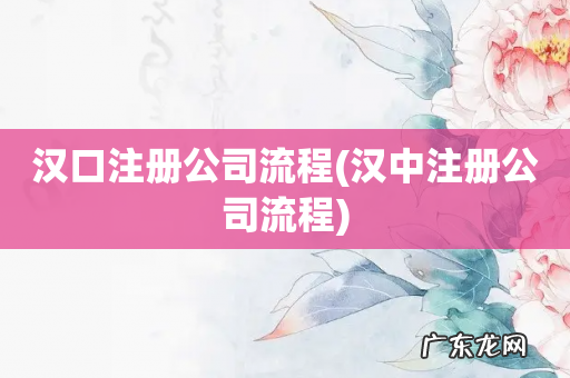 汉中注册公司流程 汉口注册公司流程