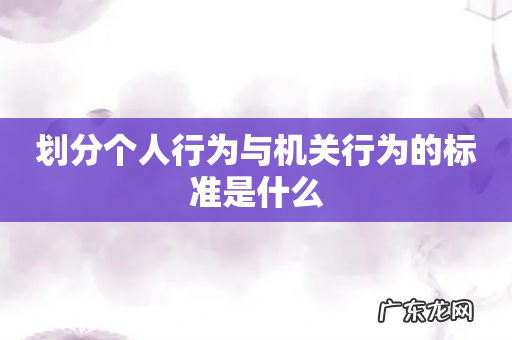 划分个人行为与机关行为的标准是什么