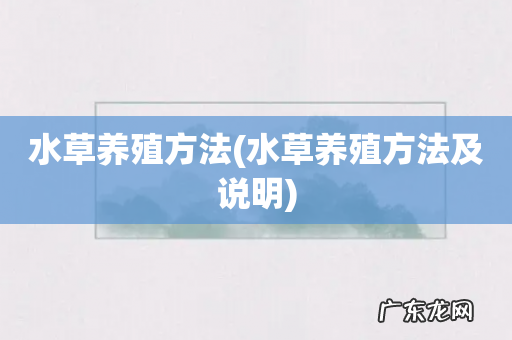 水草养殖方法及说明 水草养殖方法