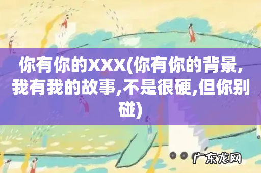你有你的背景,我有我的故事,不是很硬,但你别碰 你有你的XXX