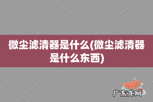微尘滤清器是什么东西 微尘滤清器是什么
