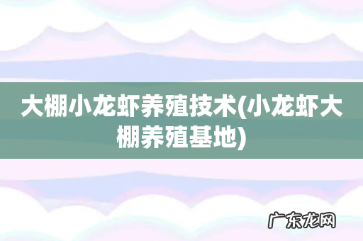 小龙虾大棚养殖基地 大棚小龙虾养殖技术