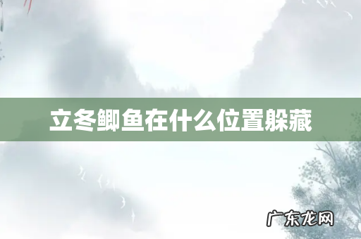 立冬鲫鱼在什么位置躲藏