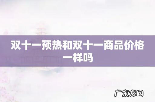 双十一预热和双十一商品价格一样吗