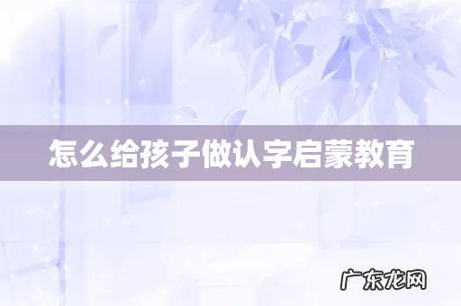 怎么给孩子做认字启蒙教育