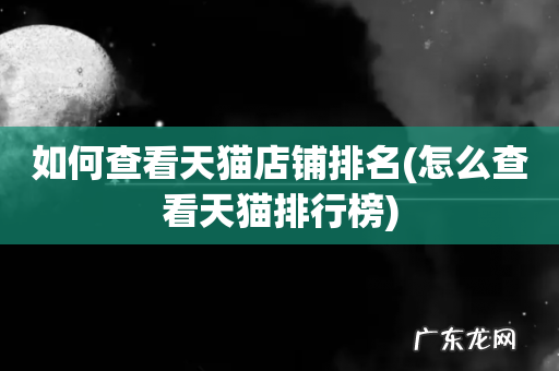 怎么查看天猫排行榜 如何查看天猫店铺排名