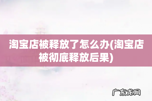 淘宝店被彻底释放后果 淘宝店被释放了怎么办