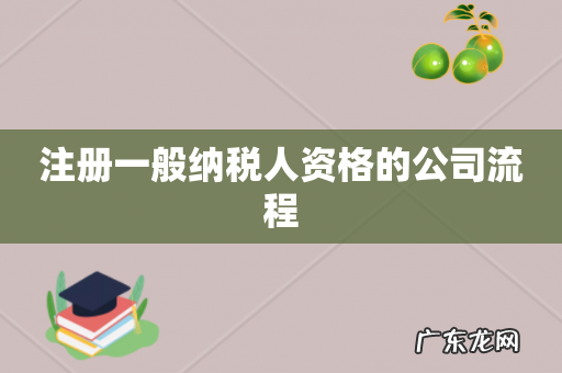 注册一般纳税人资格的公司流程