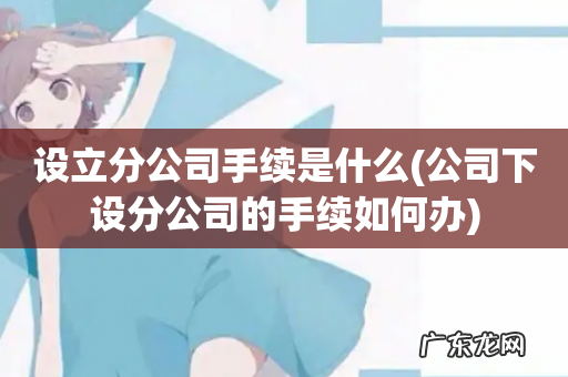 公司下设分公司的手续如何办 设立分公司手续是什么