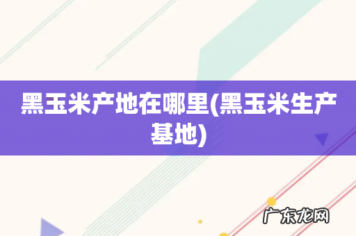 黑玉米生产基地 黑玉米产地在哪里