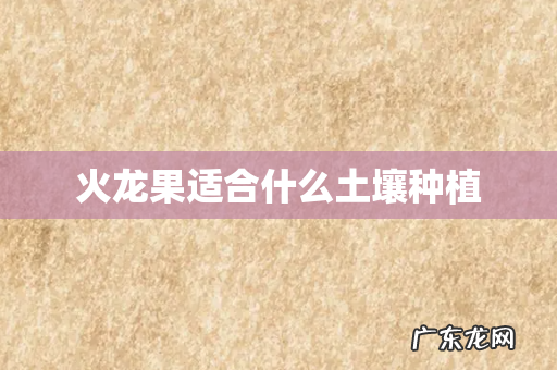 火龙果适合什么土壤种植
