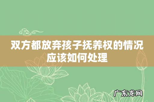 双方都放弃孩子抚养权的情况应该如何处理