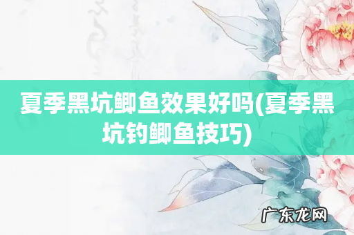 夏季黑坑钓鲫鱼技巧 夏季黑坑鲫鱼效果好吗