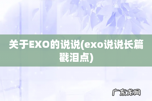 exo说说长篇戳泪点 关于EXO的说说