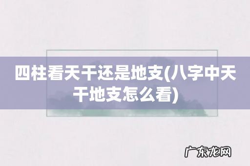 八字中天干地支怎么看 四柱看天干还是地支