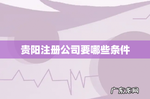 贵阳注册公司要哪些条件