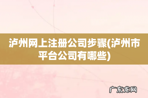 泸州市平台公司有哪些 泸州网上注册公司步骤