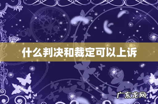 什么判决和裁定可以上诉