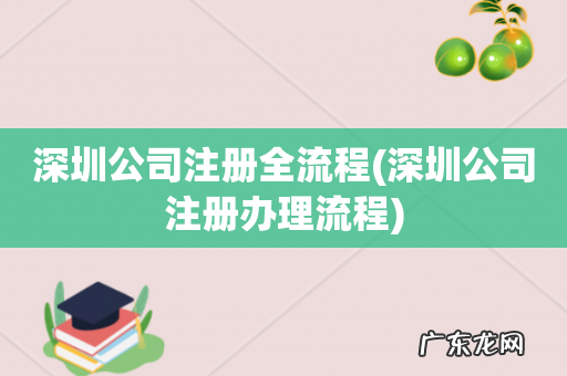 深圳公司注册办理流程 深圳公司注册全流程