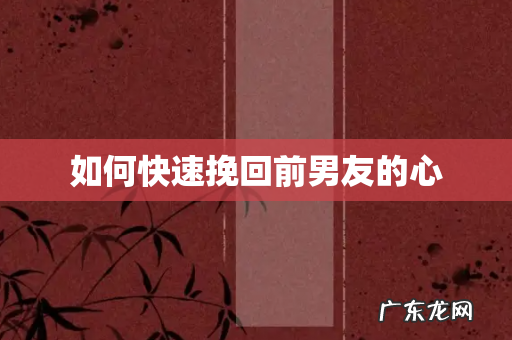 如何快速挽回前男友的心