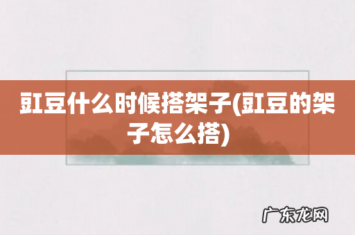 豇豆的架子怎么搭 豇豆什么时候搭架子