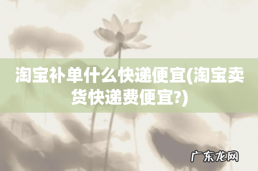 淘宝卖货快递费便宜? 淘宝补单什么快递便宜