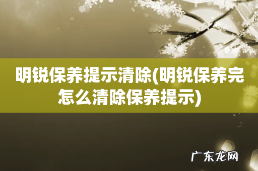 明锐保养完怎么清除保养提示 明锐保养提示清除