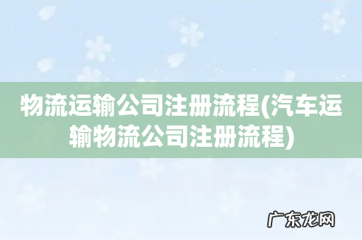 汽车运输物流公司注册流程 物流运输公司注册流程