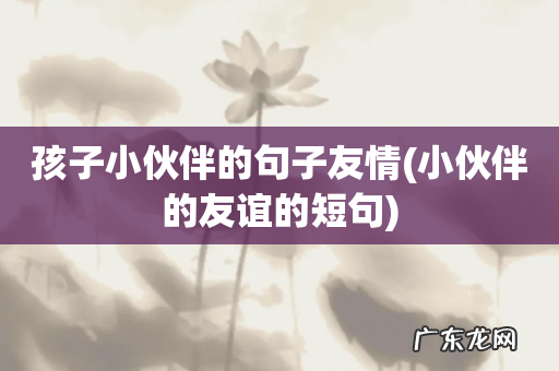 小伙伴的友谊的短句 孩子小伙伴的句子友情