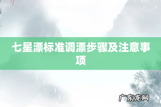 七星漂标准调漂步骤及注意事项