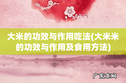大米米的功效与作用及食用方法 大米的功效与作用吃法