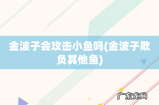 金波子欺负其他鱼 金波子会攻击小鱼吗