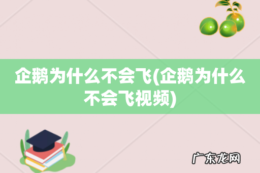 企鹅为什么不会飞视频 企鹅为什么不会飞
