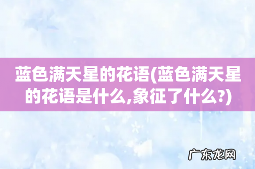 蓝色满天星的花语是什么,象征了什么? 蓝色满天星的花语