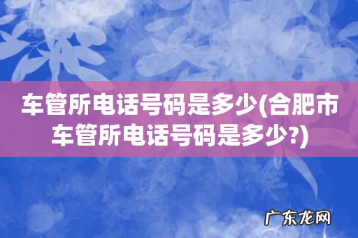 合肥市车管所电话号码是多少? 车管所电话号码是多少