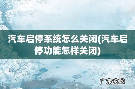 汽车启停功能怎样关闭 汽车启停系统怎么关闭