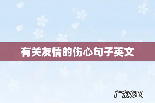 有关友情的伤心句子英文