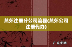 燕郊公司注册代办 燕郊注册分公司流程