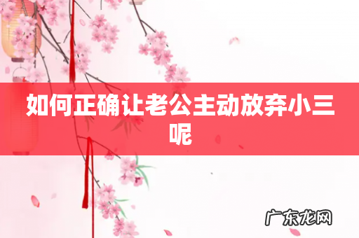 如何正确让老公主动放弃小三呢