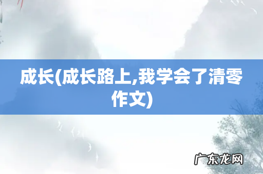 成长路上,我学会了清零作文 成长